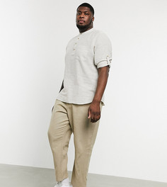 Бежевые брюки с добавлением льна и шнурком Only & Sons-Светло-коричневый