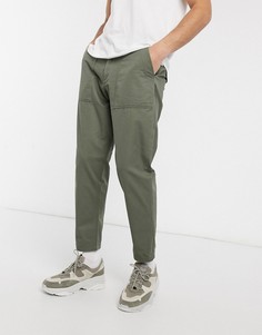 Суженные брюки из органического хлопка в стиле милитари Selected Homme-Зеленый