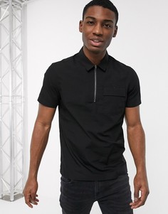 Черная рубашка в стиле милитари с молнией 1/4 New Look-Черный