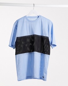 Сетчатая футболка с контрастной вставкой ASOS 4505-Синий