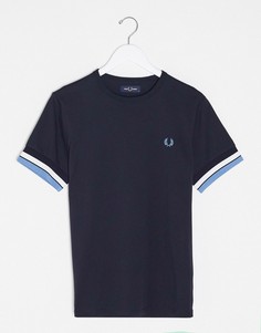Темно-синяя футболка с контрастной отделкой Fred Perry-Темно-синий