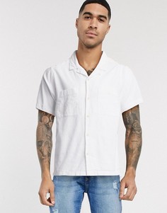 Белая льняная рубашка с отложным воротником и короткими рукавами Topman-Белый