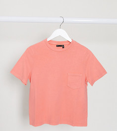 Футболка кораллового цвета с карманом ASOS DESIGN Petite-Розовый