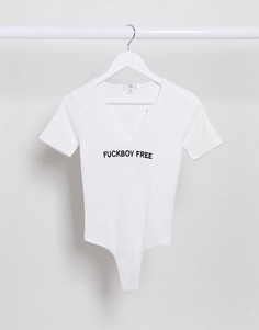 Белое боди с надписью Missguided-Белый