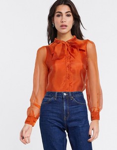 Блузка из органзы с завязкой Vero Moda-Кремовый