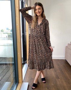 Свободное платье миди с анималистичным принтом ASOS DESIGN-Мульти