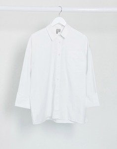 Белая хлопковая oversized-рубашка с длинными рукавами ASOS DESIGN-Белый