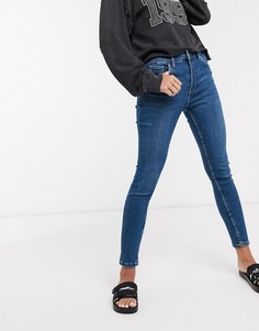 Темно-синие супероблегающие джинсы с 5 карманами Bershka-Синий