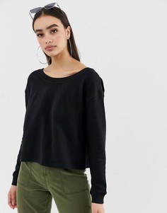 Черный свободный свитшот с разрезом на спине и открытыми плечами ASOS DESIGN