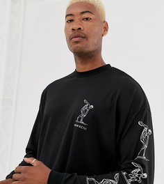 Oversize-футболка с длинным рукавом и принтом ASOS DESIGN Tall-Черный