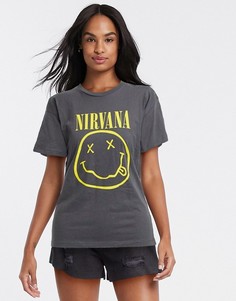 Oversized-футболка с надписью "Nirvana" ASOS DESIGN-Серый