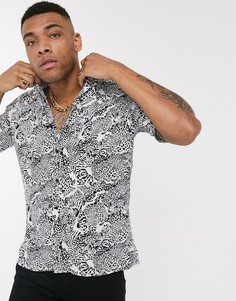 Белая рубашка со звериным принтом Jack & Jones Originals-Белый