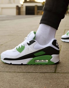 Белые/зеленые кроссовки Nike Air Max 90-Белый