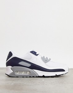 Белые кроссовки с серыми вставками Nike Air Max 90-Белый