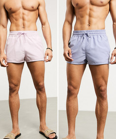 2 фиолетовых суперкоротких шортов для плавания ASOS DESIGN - НАБОР СО СКИДКОЙ-Фиолетовый