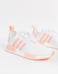 Белые кроссовки с розовыми вставками adidas Originals NMD_R1-Белый