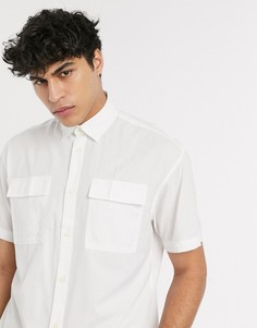 Свободная белая рубашка с короткими рукавами из органического хлопка Selected Homme-Белый