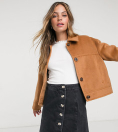 Бежевое пальто из искусственного меха Miss Selfridge Petite-Светло-коричневый