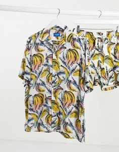 Рубашка от комплекта с принтом бананов Jack & Jones Originals-Белый