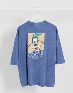 Футболка в стиле oversized с принтом "Goofy" на спине ASOS DESIGN-Синий