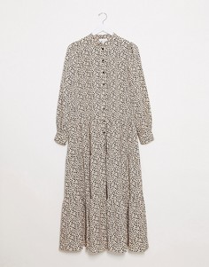 Монохромное платье-рубашка в горошек Topshop-Мульти