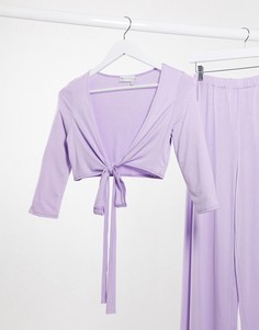 Лавандовый пижамный кроп-топ с запахом ASOS DESIGN-Фиолетовый