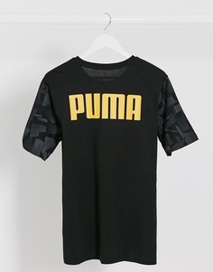 Черная футболка с камуфляжным принтом Puma-Черный