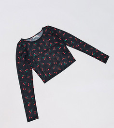 Сетчатый топ с принтом вишен ASOS DESIGN Tall-Черный