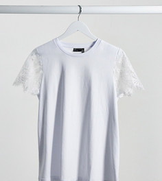 Футболка с кружевными рукавами ASOS DESIGN-Белый