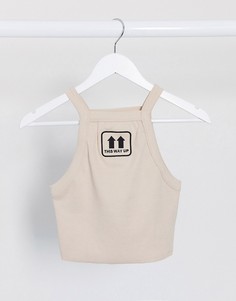 Кроп-топ песочного цвета в рубчик Missguided-Розовый