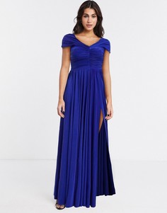 Фиолетовое платье макси с открытыми плечами Goddiva-Фиолетовый