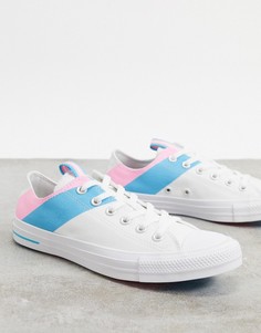 Бело-розовые кроссовки с синей отделкой и флагом Converse chuck taylor-Мульти