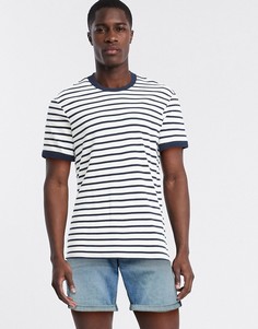 Свободная футболка в темно-синюю и белую полоску Selected Homme-Белый