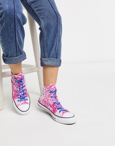 Розовые высокие кеды с принтом тай-дай Converse chuck taylor all star-Розовый