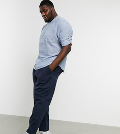 Темно-синие брюки с добавлением льна и шнурком Only & Sons-Темно-синий