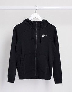 Худи черного цвета со сквозной молнией Nike Essential-Черный