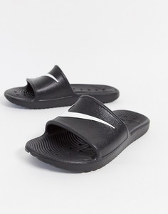 Черные шлепанцы с логотипом-галочкой Nike Kawa-Черный