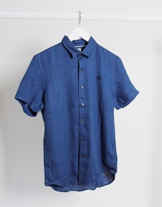 Льняная рубашка с короткими рукавами Timberland-Черный