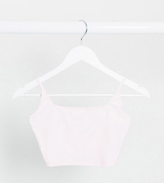 Розовый кроп-топ на бретелях с квадратным вырезом ASOS DESIGN Petite
