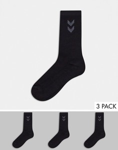 Набор из 3 пар черных носков Hummel-Черный
