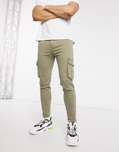 Супероблегающие брюки карго цвета хаки Bershka-Зеленый