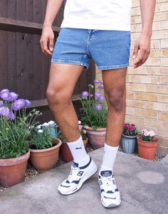 Синие джинсовые шорты с завышенной талией ASOS DESIGN-Синий