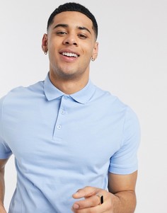Поло из органического трикотажа голубого цвета ASOS DESIGN-Синий