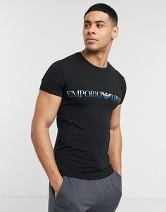 Черная футболка в стиле casual с логотипом Emporio Armani-Черный