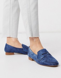 Джинсовые лоферы на плоской подошве ASOS DESIGN-Синий