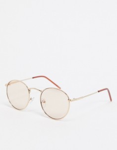 Золотистые круглые солнцезащитные очки ASOS DESIGN-Золотой
