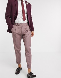 Розовые узкие брюки с отворотами ASOS DESIGN-Розовый