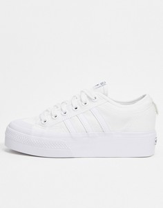 Белые кроссовки на платформе adidas Originals Nizza-Белый