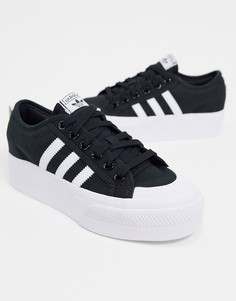 Черно-белые кроссовки на платформе adidas Originals Nizza-Белый