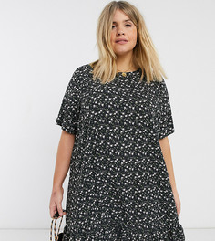 Платье мини с асимметричным подолом в цветочек AX Paris Plus-Черный